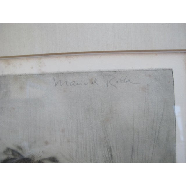 Manuel Robbe Signed Nu Se Coifant Woman Doing Hair Drypoint Etching Print For Sale - Image 4 of 8