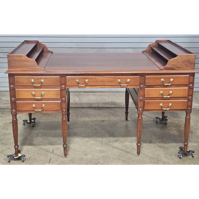 Store Item: Kittinger George Washington Mahogany Presidental Partner's Desk Sheraton Style Description: Copied from George...
