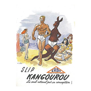 1948 Mid-Century French Advertisement Print-Beach, Humor For Sale