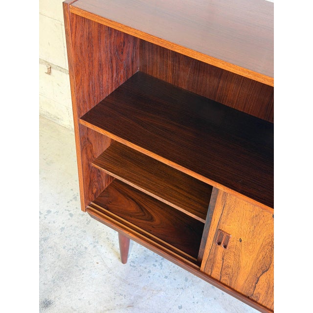 Wood Rosewood Bookcase With Sliding Doors Denmark 1960s For Sale - Image 7 of 9