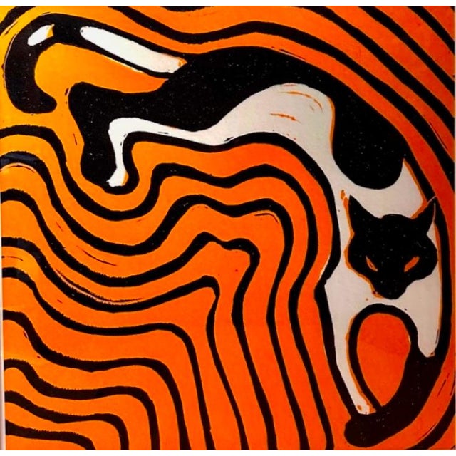 Late 20th Century Groovy Cat Art Vintage Poster Print For Sale - Image 5 of 6