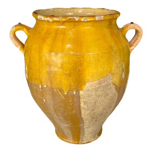 French Confit Pot With Yellow Glaze From the 19th Century #8864