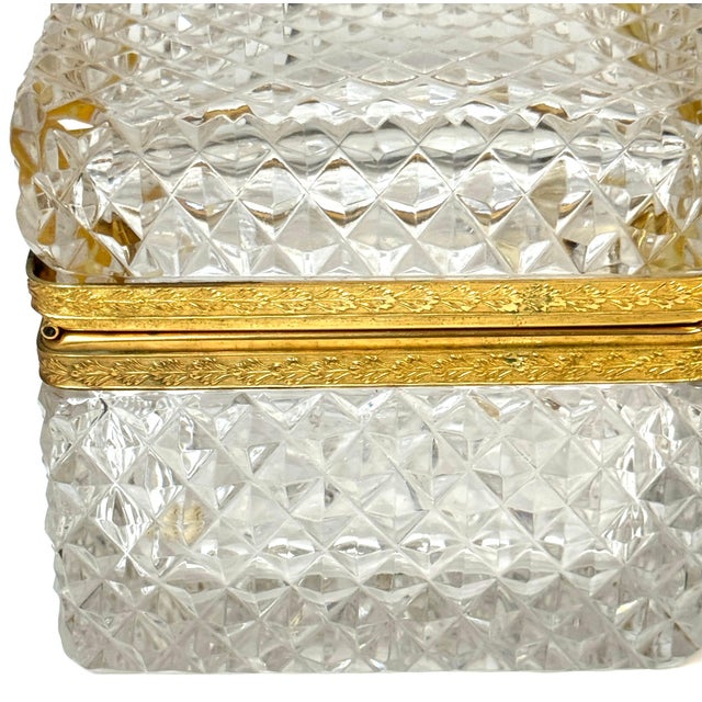 Neoclassical Late 19th C French Fire Gilt Ormolu Cut Glass Table Box, Attributed to Baccarat For Sale - Image 3 of 18