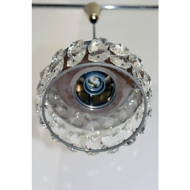 Metal Crystal and Brass Ceiling Lamp, 1950s For Sale - Image 7 of 10