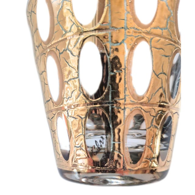 1960s 1960s Culver Mid Century Mod 1960's Pisa Old Fashioned Rocks Glasses 22k Gold Over Green - Set of 4 For Sale - Image 5 of 9