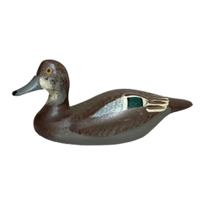 Vintage 1983 Hand Carved Wood Clarence Bauer Miniature Duck Decoy Sculpture