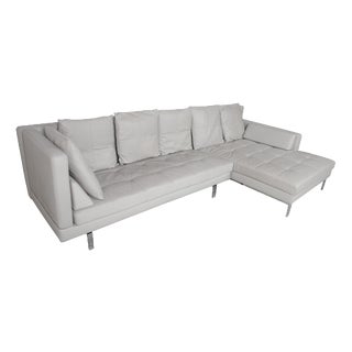 Amber Leather Corner Sofa with Manual Function from Brühl For Sale