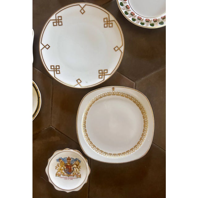 Early 20th Century Red and Gold Art Deco Coat of Arms Motif Wall Plate Curation- Set of 9 For Sale - Image 5 of 9