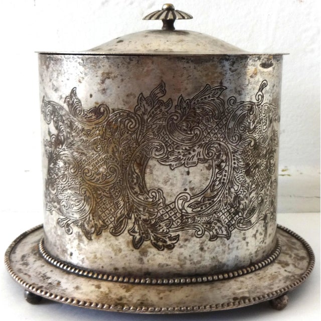 Metal Mid 19th Century Antique Silver Plate Biscuit Barrel For Sale - Image 7 of 7