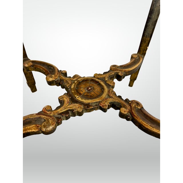 19th Century French Marble Top Table Carved Stretcher Base Antique 19th Century For Sale - Image 12 of 12