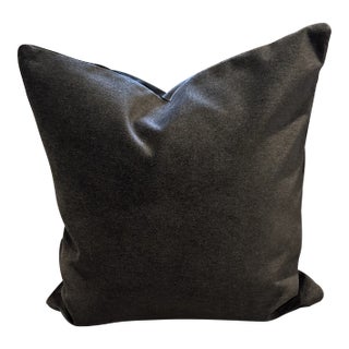 Kravet Mohair Square Charcoal Gray Pillow For Sale