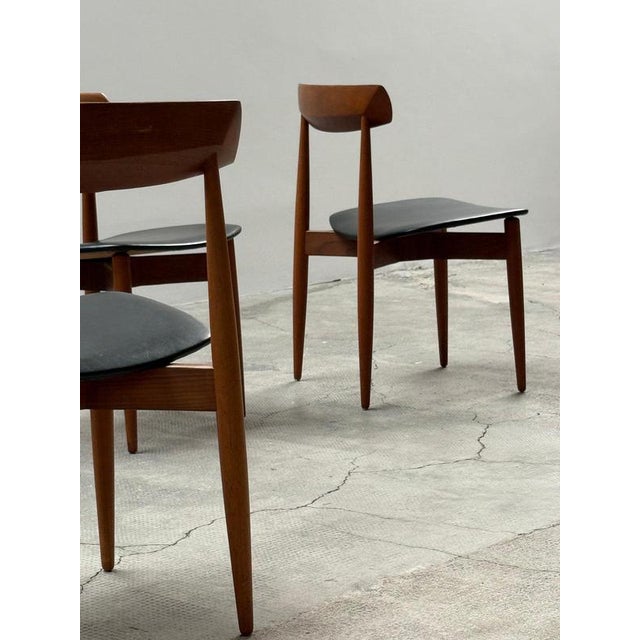 Vintage Danish Dining Chairs in Teak and Black Leather by H.W. Klein for Bramin, Denmark, 1960s, Set of 4 For Sale - Image 3 of 16