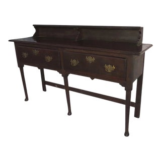 English Walnut Dresser and Rack Pad Foot Two Drawers c 1800 For Sale