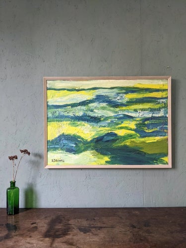 Mid-Century Modern Swedish Waves Vintage Abstract Oil