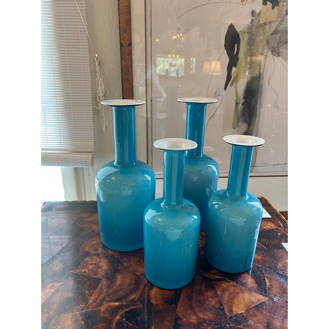 Turquoise Danish Vases -Set of 4 For Sale - Image 4 of 8
