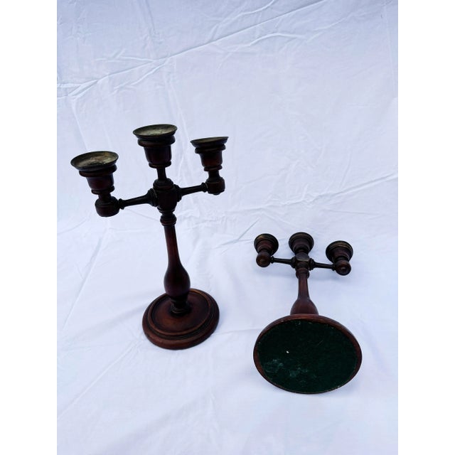 English Antique Mid 19th Century Wooden Candle Sticks - a Pair For Sale - Image 3 of 7