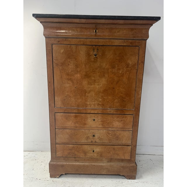 19th Century Louis Philippe Secretary in Light Walnut Burl For Sale - Image 6 of 18