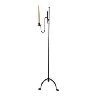 Vintage American Wrought Iron Standing Candlestick For Sale