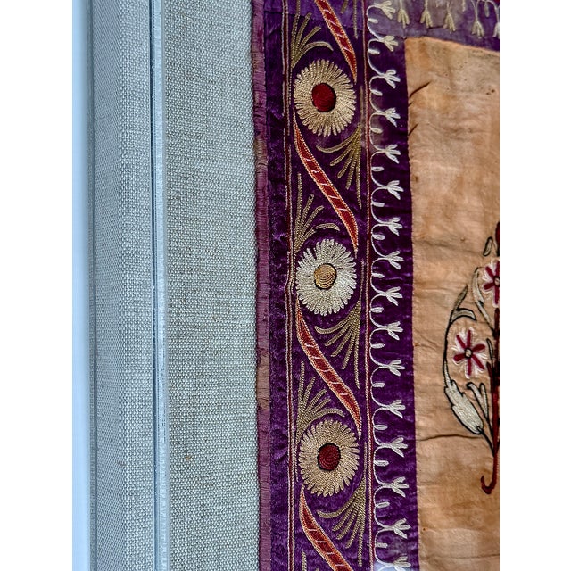 Antique Indian Silk Embroidery Textile, Framed For Sale - Image 16 of 18