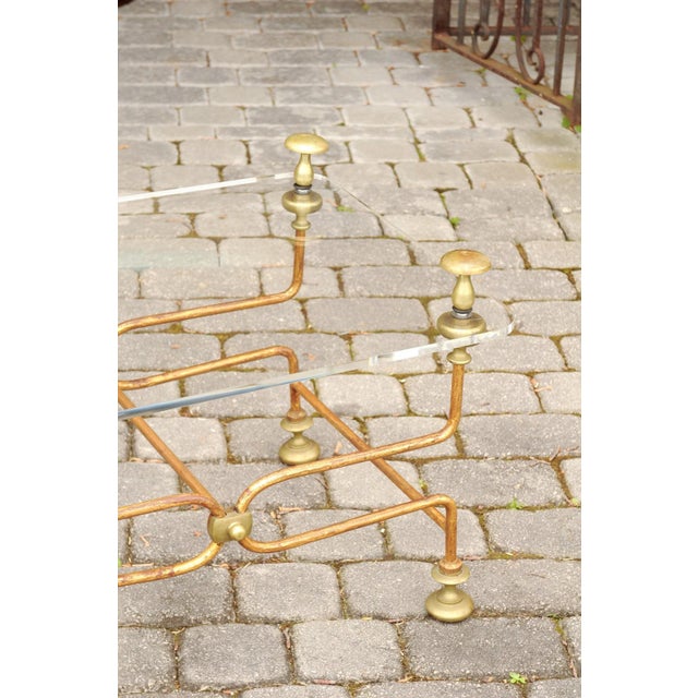 Brass Midcentury Italian Vintage Brass Cocktail Table with Lucite Top and Looping Base For Sale - Image 8 of 12
