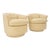 New Linen Upholstery Round Swivel Tub Barrel Back Chairs Baughman - A Pair For Sale
