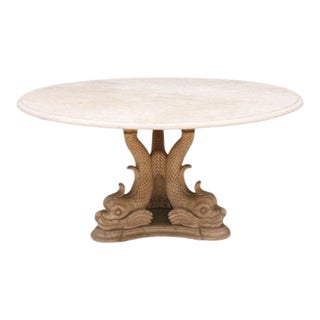 Stone Dining Table With Dolphin Base by Oscar De La Renta For Sale
