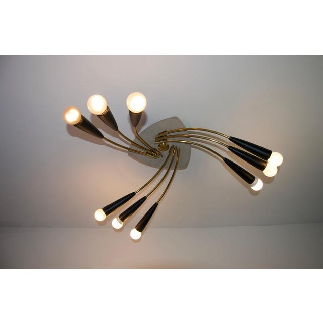 1950s Mid-Century Brass Sputnik Ceiling Lamp, Germany, 1950s For Sale - Image 5 of 14