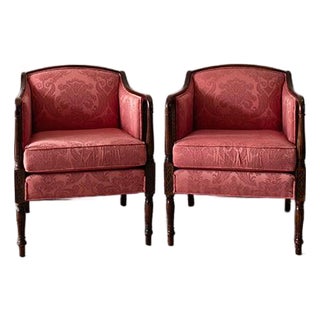 Late 20th Century Louis XVI Pink Bergère Chairs by Woodmark Originals - A Pair For Sale