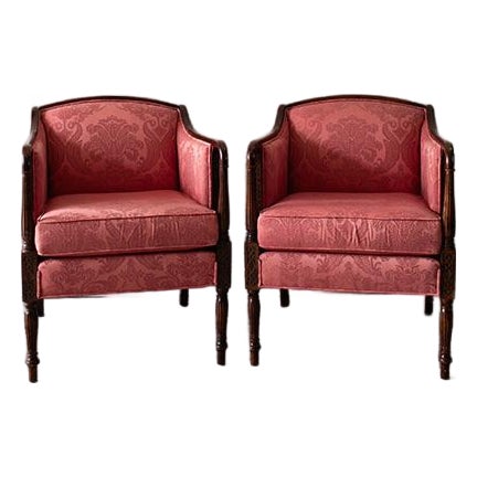 Late 20th Century Louis XVI Pink Bergère Chairs by Woodmark Originals - A Pair For Sale