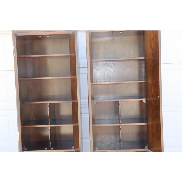 Wood 1970s Henredon Fine Furniture Campaign Pair of Armoires For Sale - Image 7 of 9