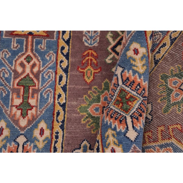 1990s Rustic Kazak Gray/Light Blue Wool Rug - 3'3'' X 5'1'' For Sale - Image 4 of 8