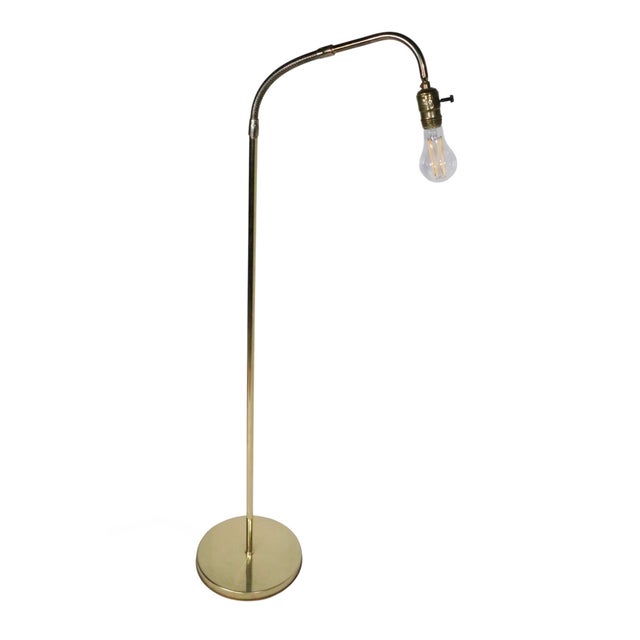 Mid 20th Century Mid 20th Century Brass Gooseneck Floor Lamp For Sale - Image 5 of 15