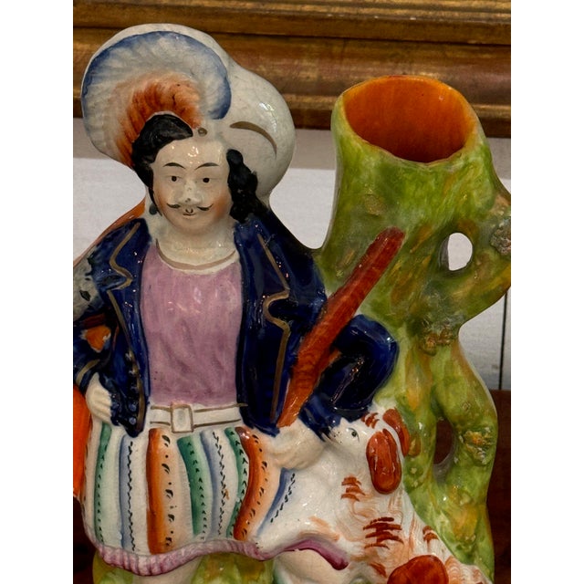 English 19th Century Staffordshire Spill Vase With Figure and Dog For Sale - Image 3 of 6
