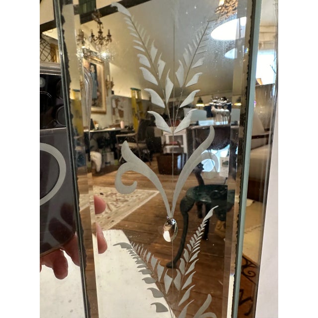 1940s Rectangular Vintage Etched Mirror For Sale - Image 5 of 8