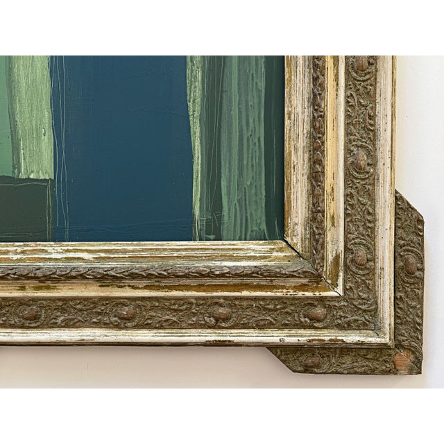 2020s “River Moss" Abstract Art in Antique Frame, Transitional Living Room Art by JTS For Sale - Image 5 of 11
