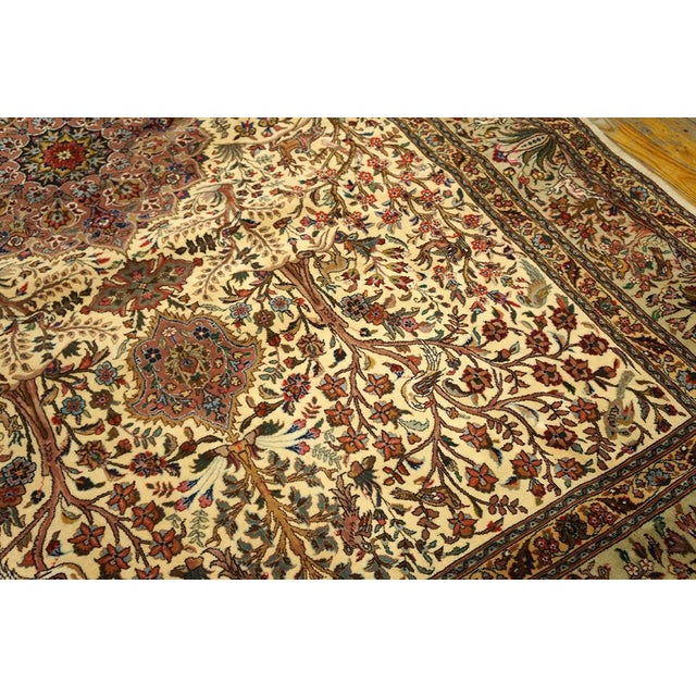 Mid 20th Century 1940s Beige Antique Medallion Cyprees Tree Tabriz Northwestern Knotted Wool Rug For Sale - Image 5 of 5