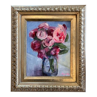 Contemporary Impressionist Style Floral Still Life Painting, Signed For Sale