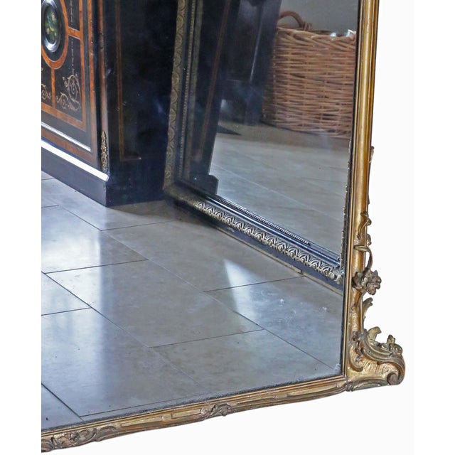 Large Antique Gilt Floor Overmantle Wall Mirror, 1800s For Sale - Image 9 of 10