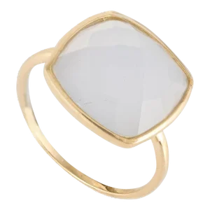 4.28 Ctw Bezel Set Chalcedony Gemstone Rings in 14k Solid Yellow Gold Size 7.5