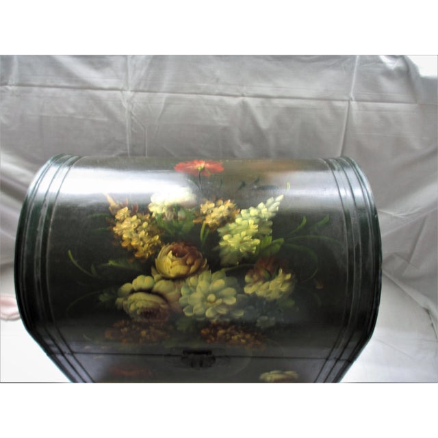 French Country Vintage Wood Box with Painted Flowers For Sale - Image 3 of 6