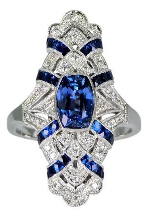 Stunning 18k (750) White Gold - Natural VVS Diamond & Blue Sapphire: Ring