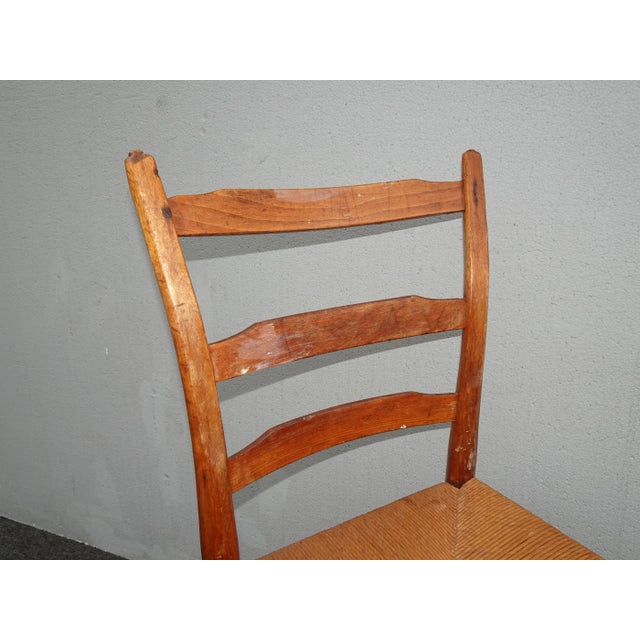 1930s Antique Rush Ladderback Chair French Farmhouse Chic For Sale - Image 5 of 12