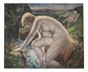 Yasushi Tanaka, The Bath, 1920s, Oil on Canvas