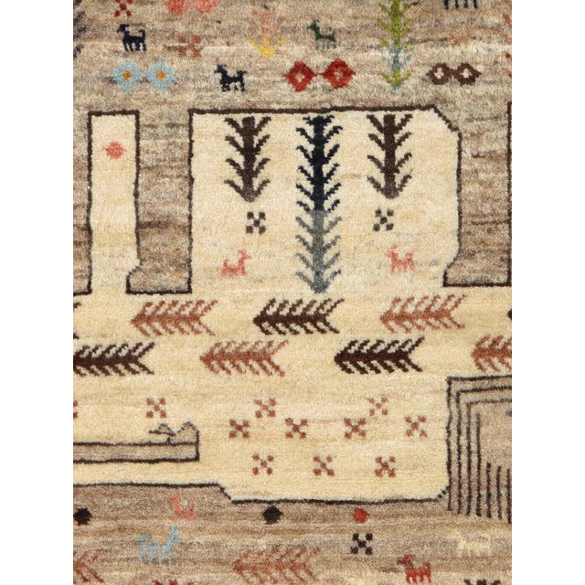 Vintage Hand-Knotted Persian Gabbeh Rug 3'5" X 4'10" For Sale - Image 4 of 5