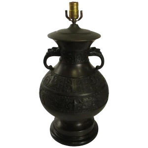1920s Bronze Asian Table Lamp