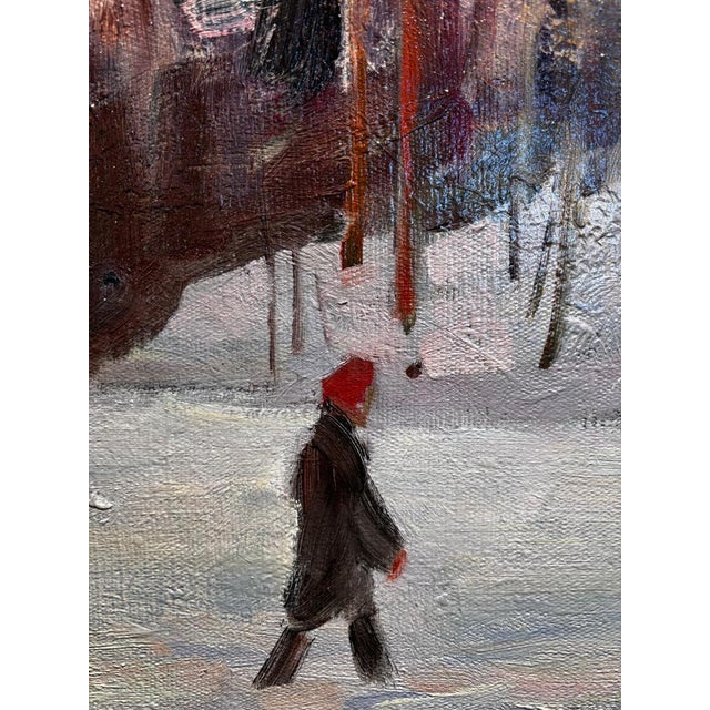 Boris Lavrenko, Winter Sunset, Oil on Canvas, 1990s For Sale - Image 3 of 6