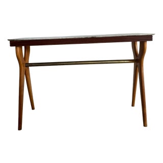 Console Table in Marble and Wood with Brass Top, Italy, 1950s For Sale