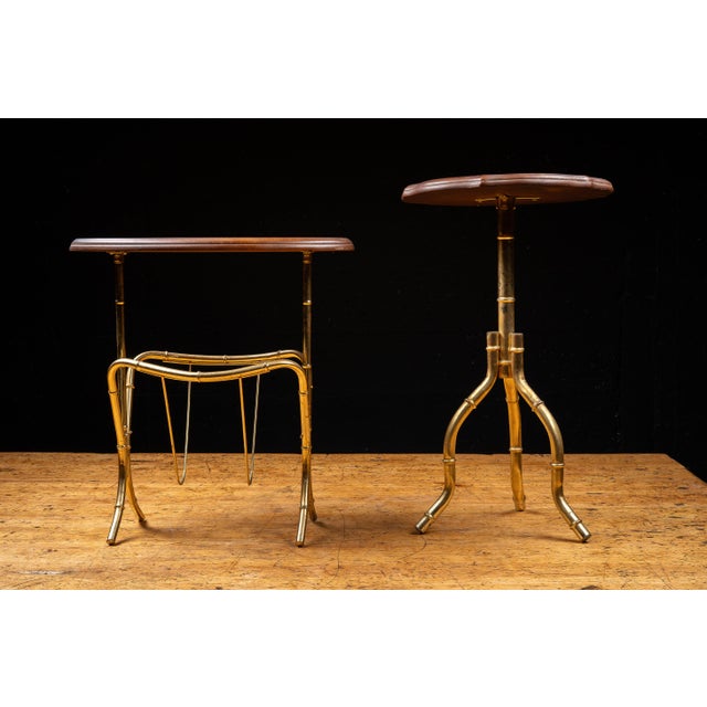 Mid 20th Century Pair of After-Maison Bagues Faux Bamboo Side Tables With Magazine Rack For Sale - Image 4 of 16