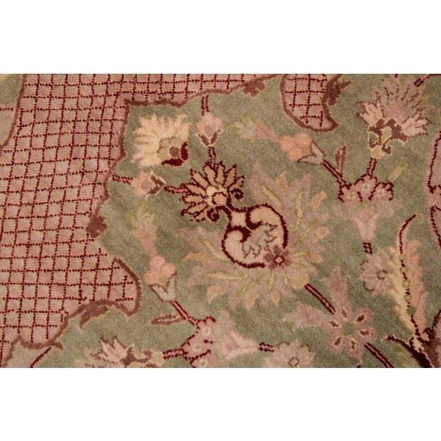 Elegant Floral 1990's Pak-Persian Taupe/Green Wool Rug - 9'1'' X 12'4'' For Sale - Image 4 of 9