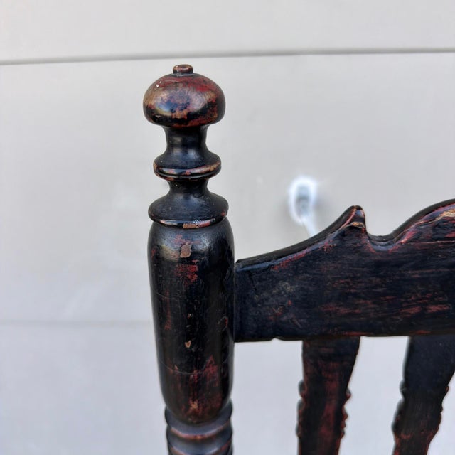 Antique Black-Painted New England Banister-Back Side Chair, Circa 1750s For Sale - Image 4 of 18